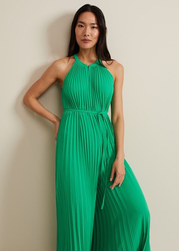 Phase Eight Brea Green Pleat Jumpsuit