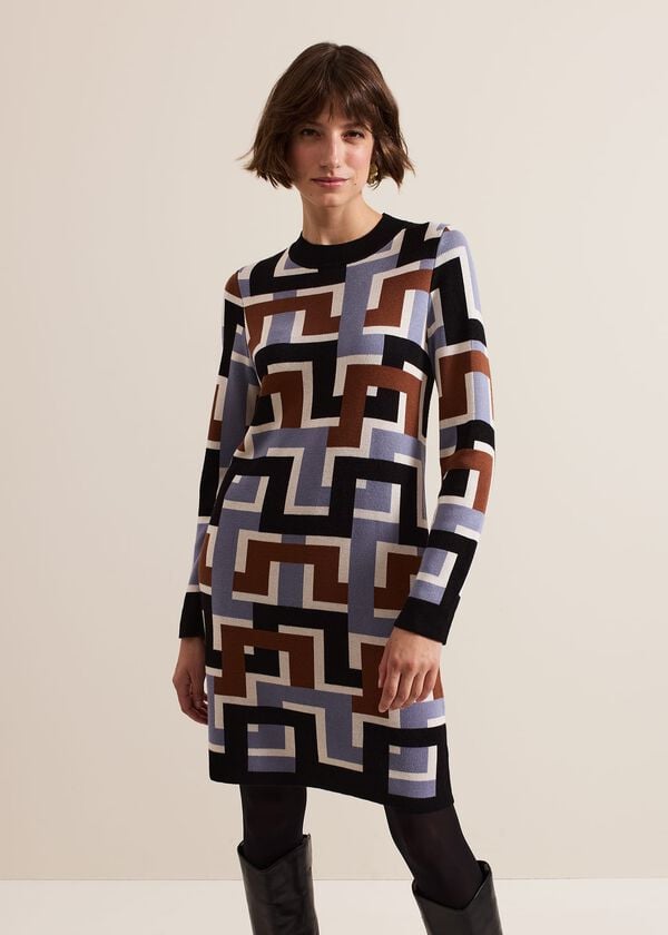 Phase Eight Brianna Jacquard Tunic Knitted Dress