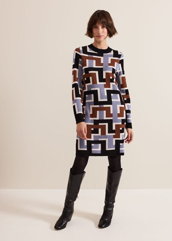 Phase Eight Brianna Jacquard Tunic Knitted Dress
