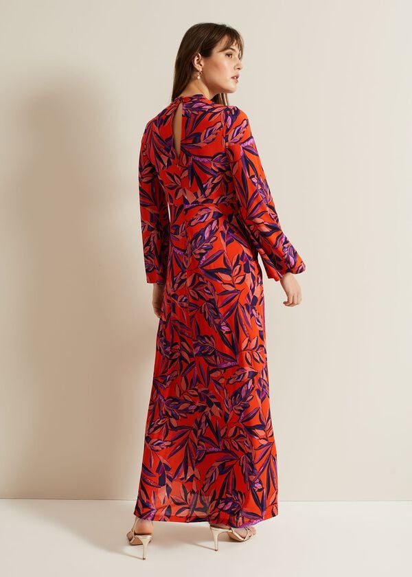 Phase Eight Briella Jersey Leaf Print Maxi Dress