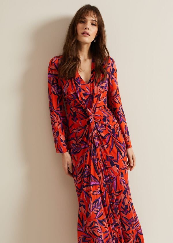 Phase Eight Briella Jersey Leaf Print Maxi Dress