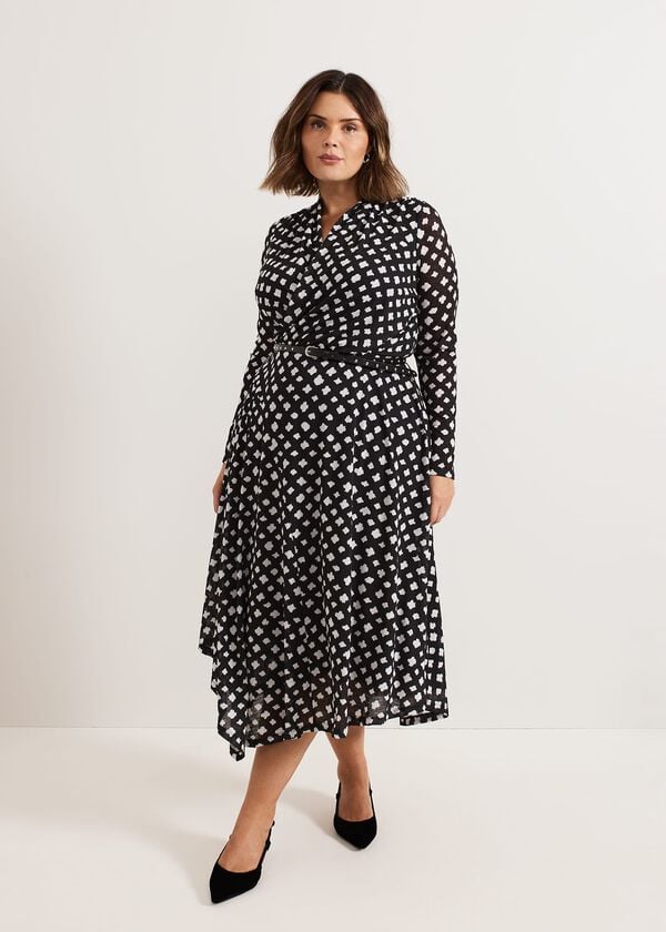 Phase Eight Caitlin Black Printed Mesh Dress