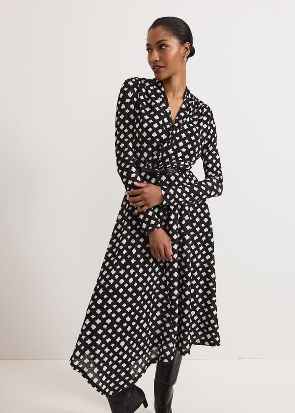 phase eight Caitlin Black Printed Mesh Dress