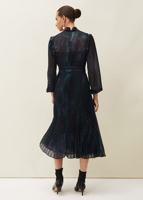 Phase Eight Camina Snake Print Pleated Dress