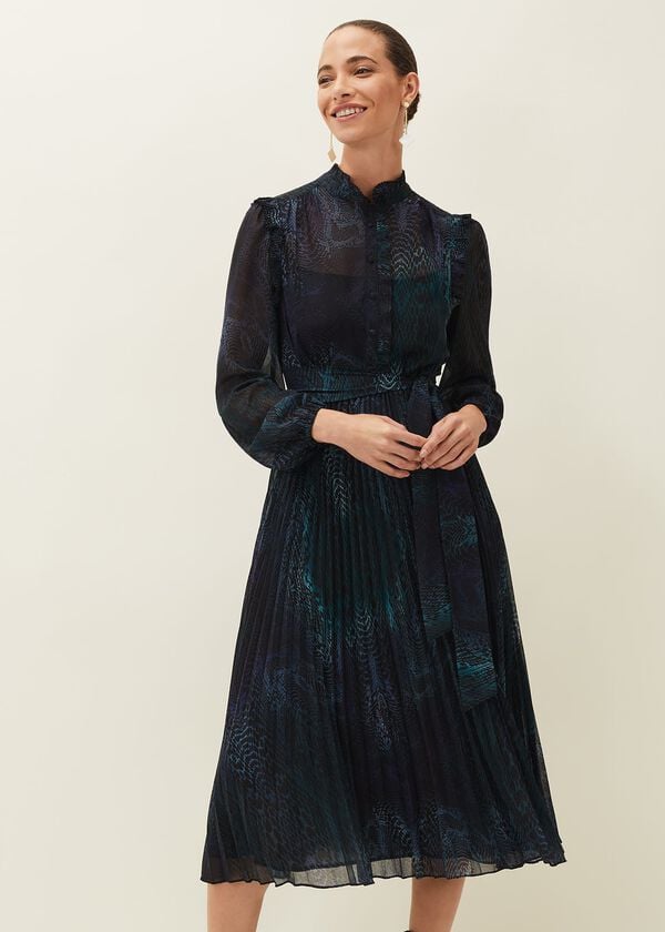 phase eight Camina Snake Print Pleated Dress