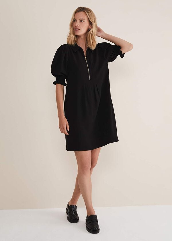 Phase Eight Candice Black Zip Mini Dress