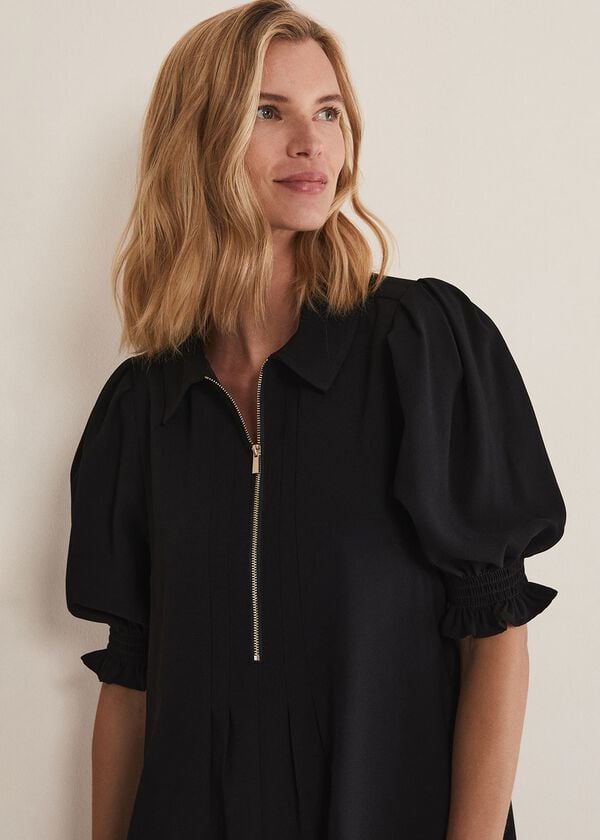 Phase Eight Candice Black Zip Mini Dress