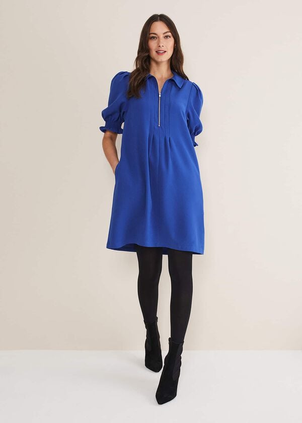 Phase Eight Candice Blue Zip Mini Dress