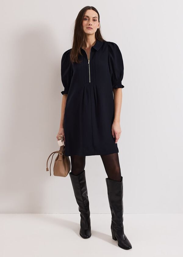 Phase Eight Candice Navy Zip Mini Dress