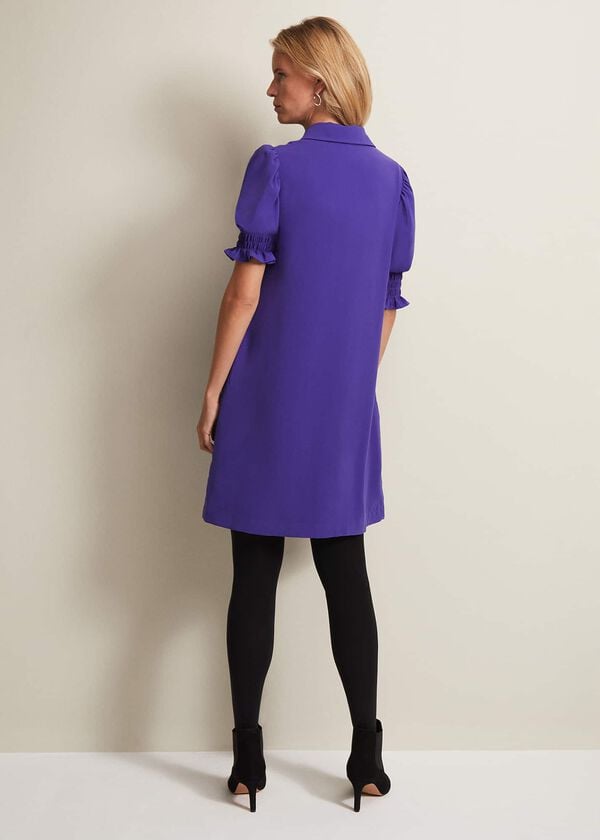 Phase Eight Candice Purple Button Mini Dress
