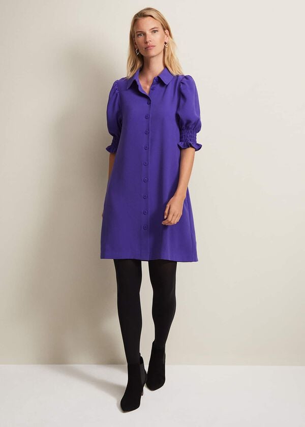 Phase Eight Candice Purple Button Mini Dress