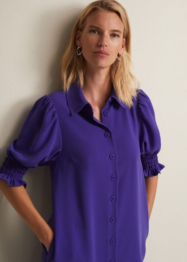 Phase Eight Candice Purple Button Mini Dress