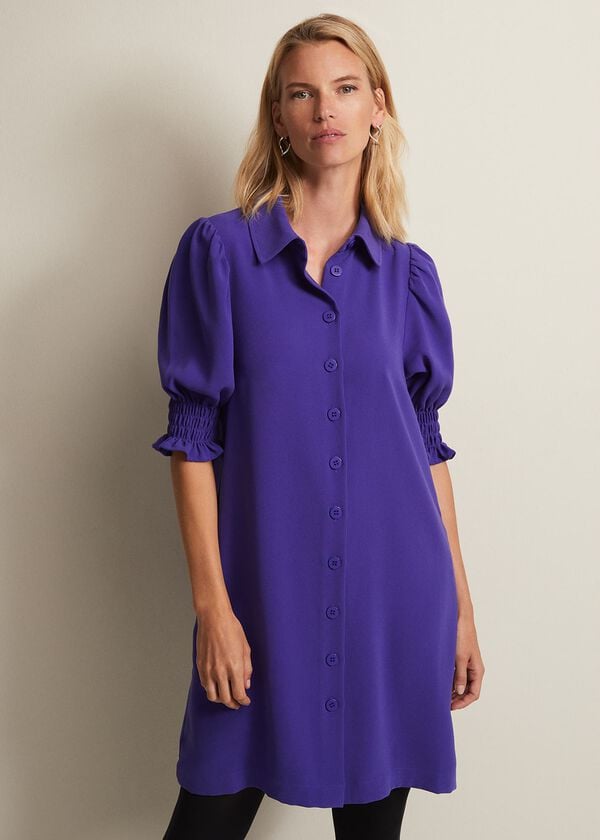 phase eight Candice Purple Button Mini Dress