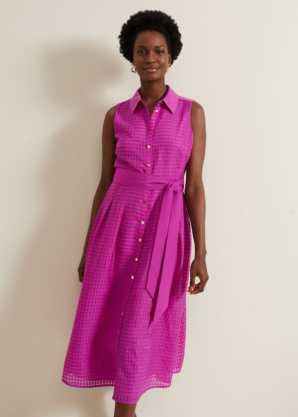 Phase Eight Carey Sleeveless Check Midi Dress