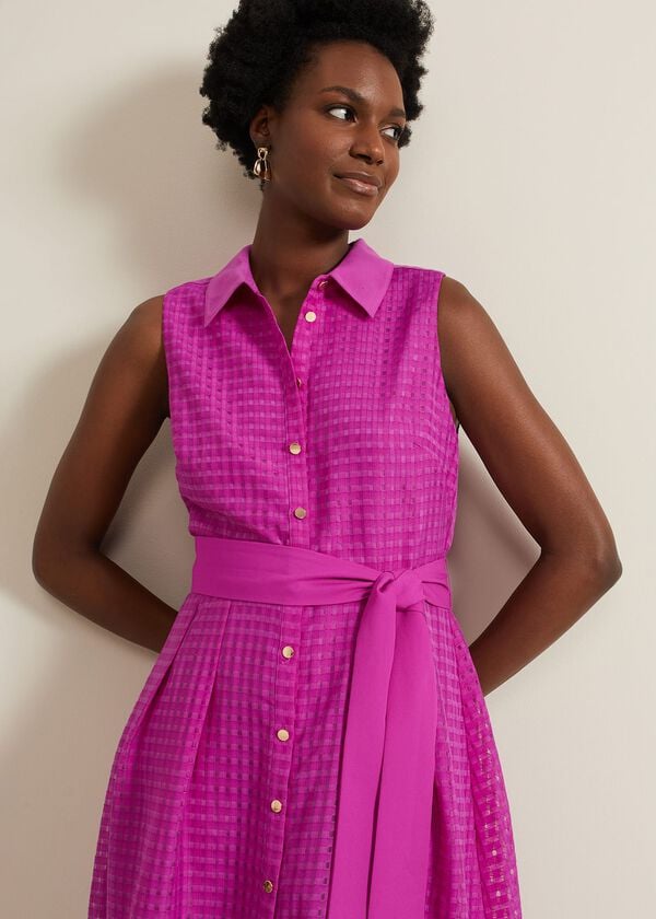 Phase Eight Carey Sleeveless Check Midi Dress