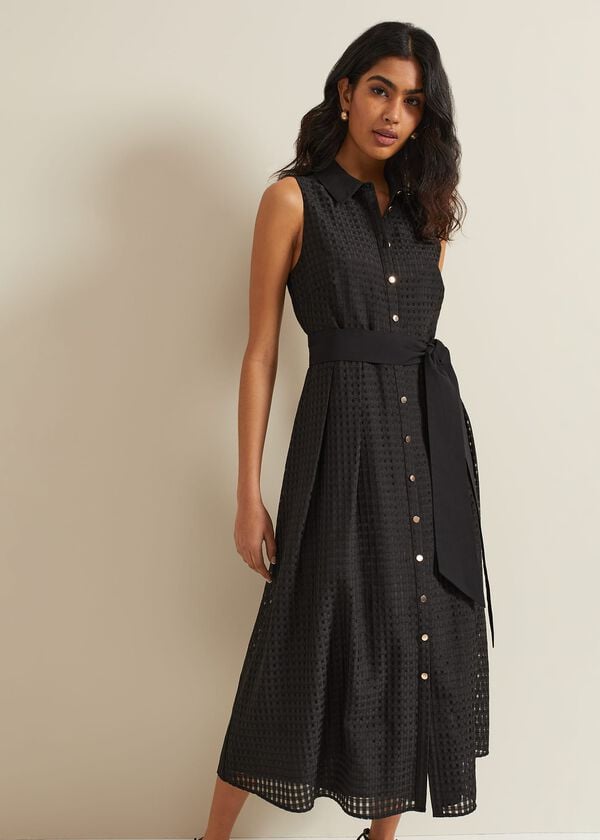 phase eight Carey Sleeveless Check Midi Dress
