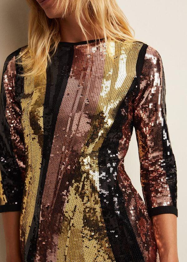 Phase Eight Cassey Rainbow Wave Sequin Dress