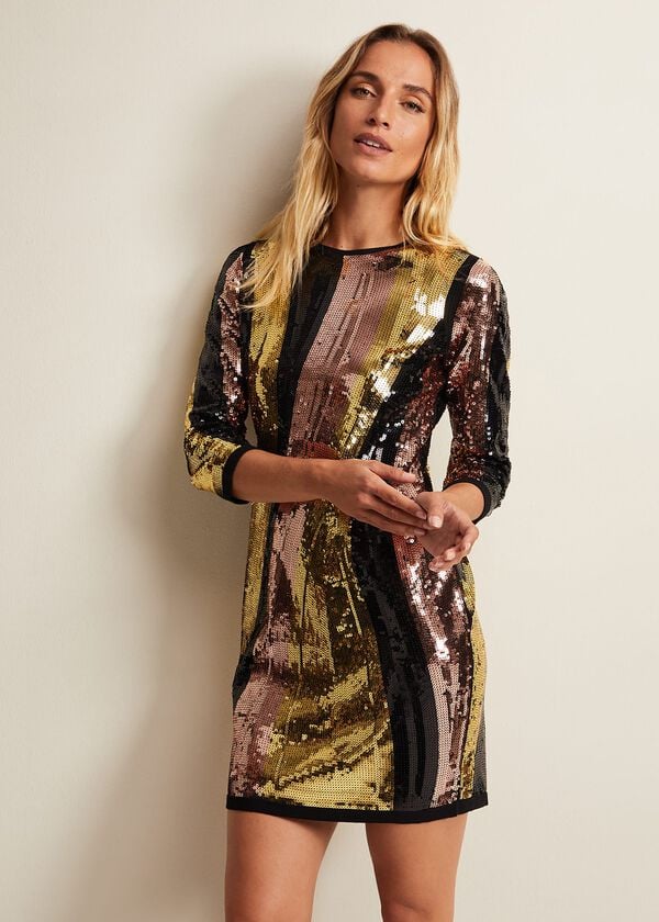 phase eight Cassey Rainbow Wave Sequin Dress