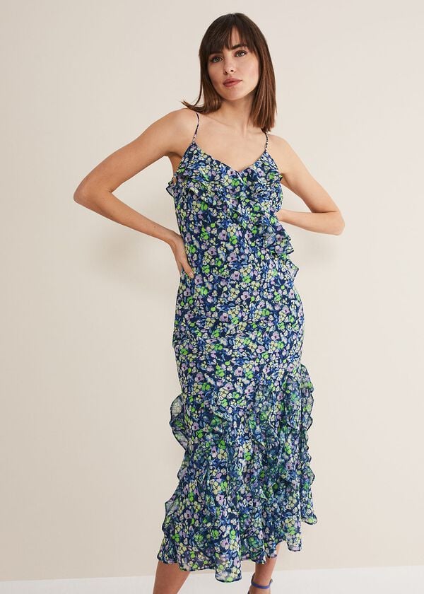 Phase Eight Catira Floral Ruffle Midaxi Dress