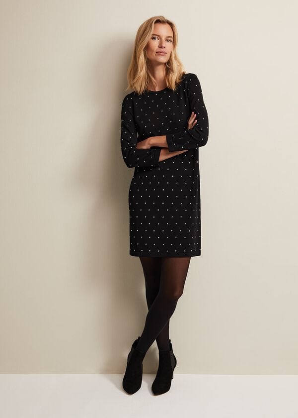 Phase Eight Catriona Stud Shift Knitted Mini Dress