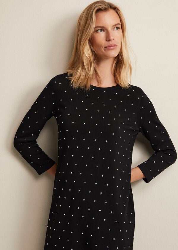 Phase Eight Catriona Stud Shift Knitted Mini Dress