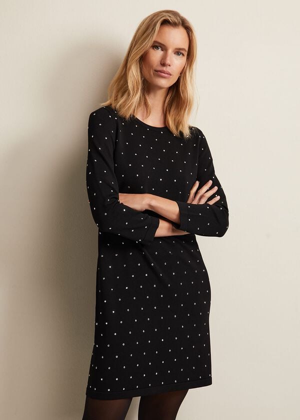phase eight Catriona Stud Shift Knitted Mini Dress