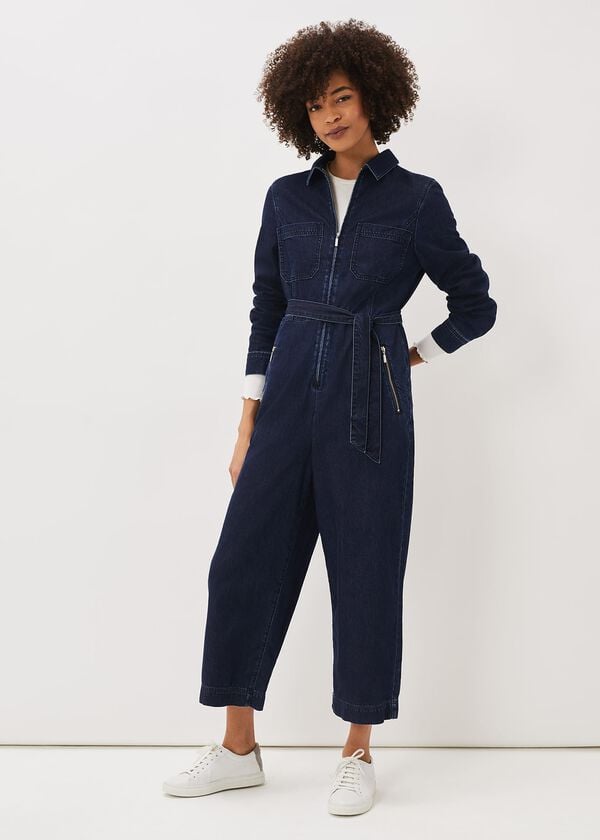 Phase Eight Cecile Denim Wide Leg Jumpsuit