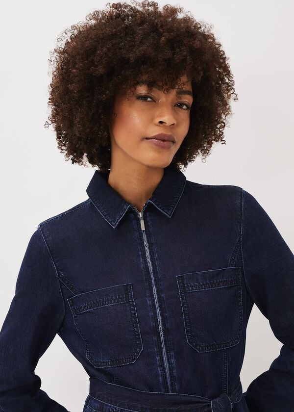 Phase Eight Cecile Denim Wide Leg Jumpsuit