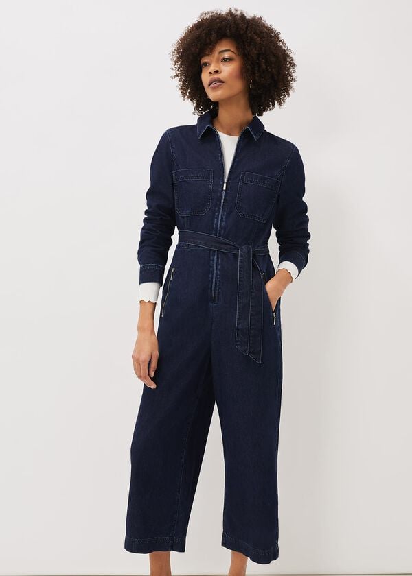 phase eight Cecile Denim Wide Leg Jumpsuit