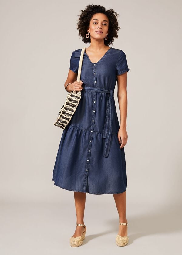 Phase Eight Celia Chambray Denim Dress