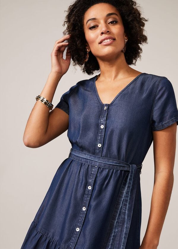 Phase Eight Celia Chambray Denim Dress