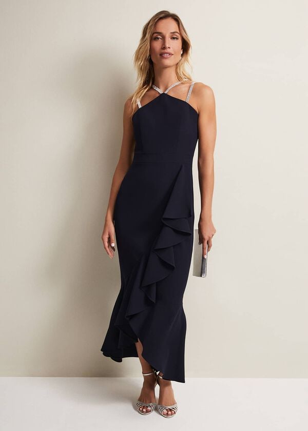 phase eight Chantal Navy Jewel Strap Maxi Dress