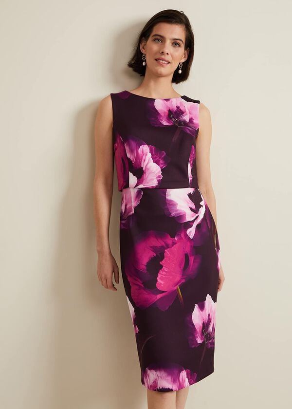 phase eight Christie Printed Scuba Midi Dress