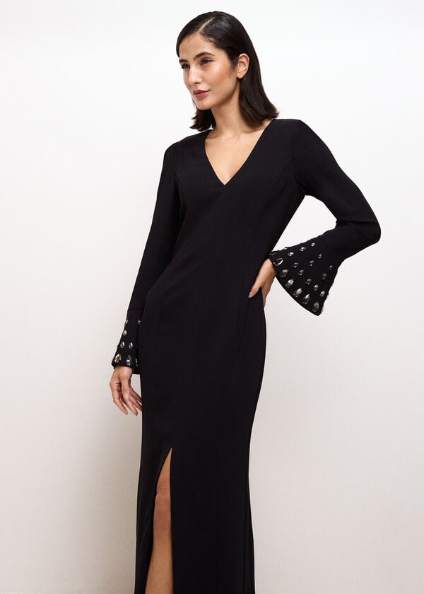 Phase Eight Claria Black Jewelled Maxi Dress