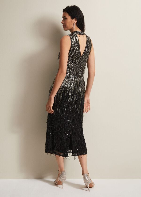 Phase Eight Clover Sequin Fringe Maxi Dress