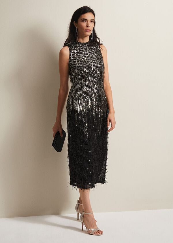 phase eight Clover Sequin Fringe Maxi Dress