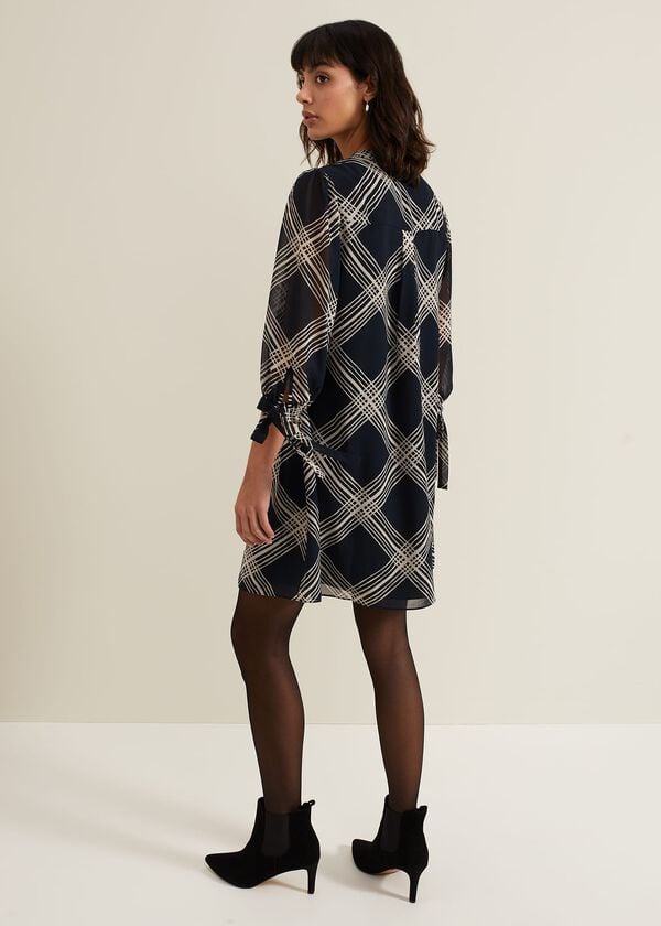 Phase Eight Cora Check Navy Tunic Dress