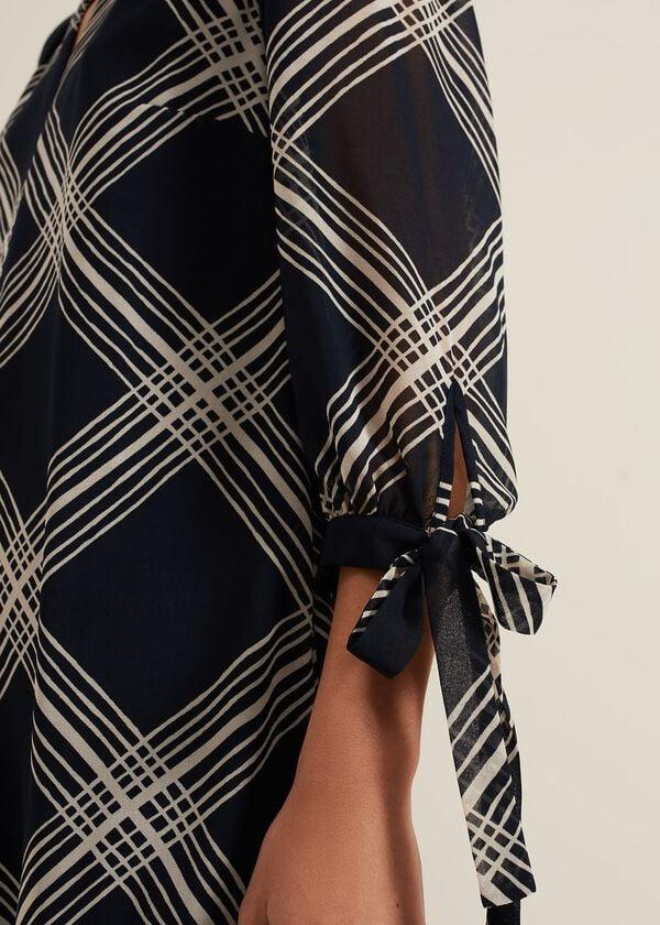 Phase Eight Cora Check Navy Tunic Dress