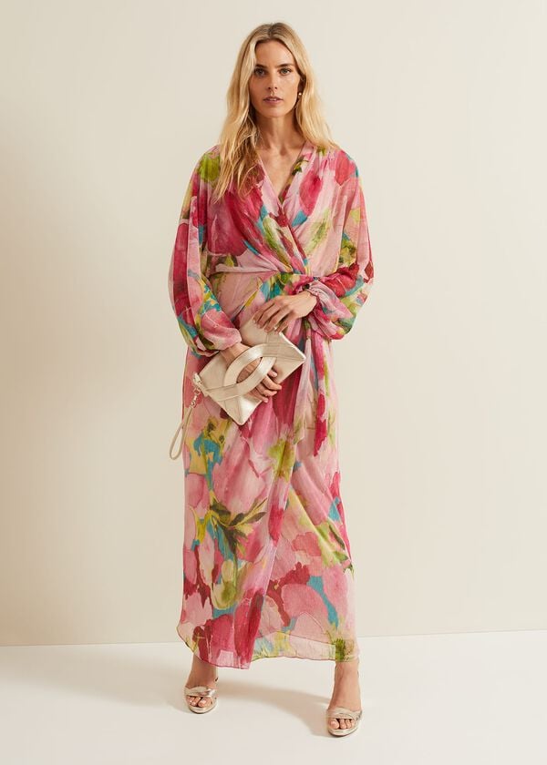 phase eight Cosmina Pleat Shimmer Maxi Dress