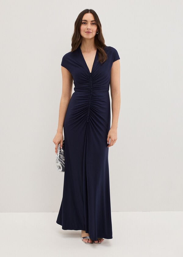phase eight Daisy Navy Ruched Maxi Dress
