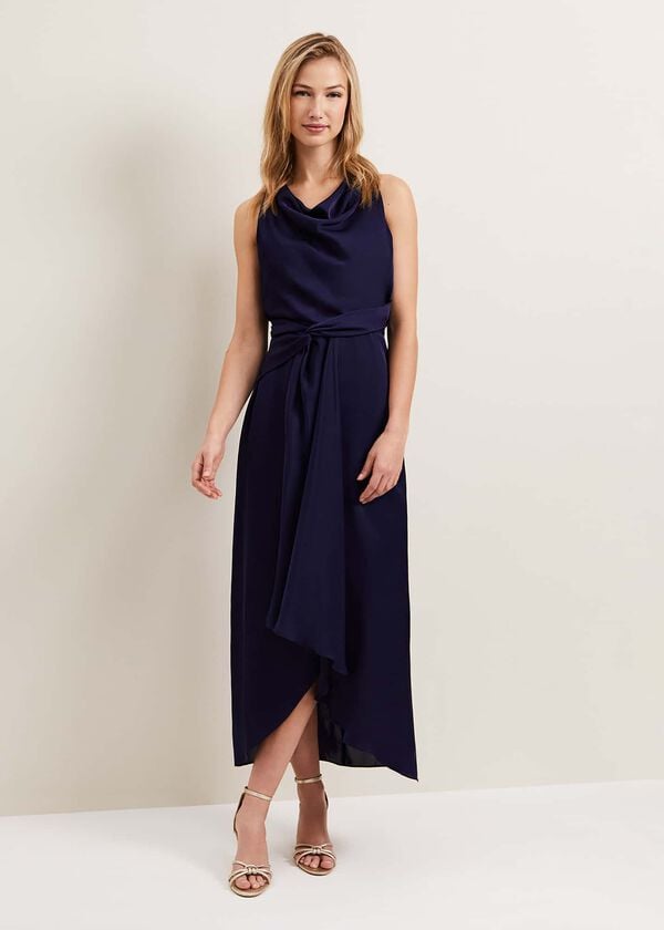 phase eight Daliah High Neck Satin Midi Dress