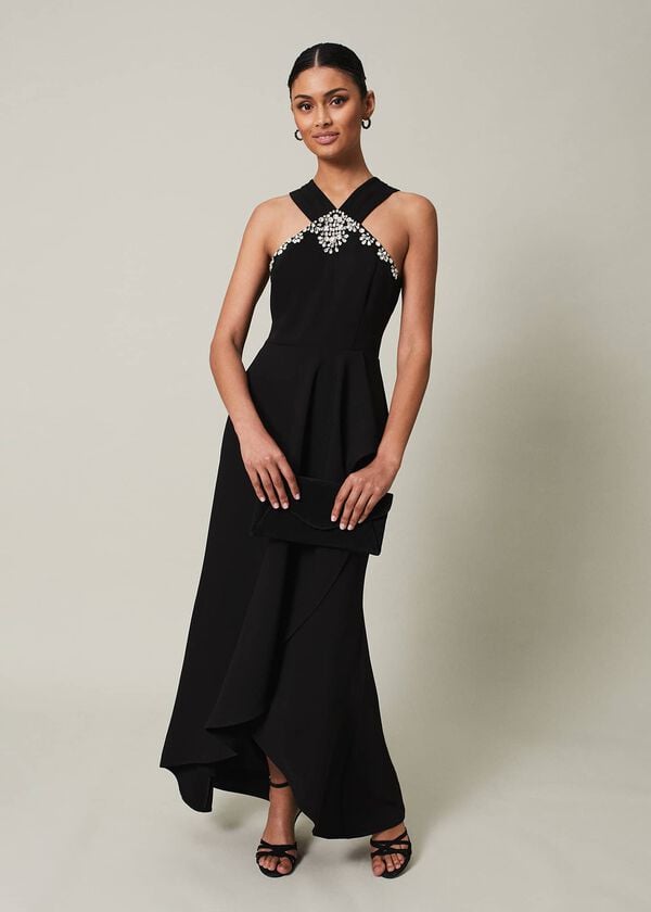 phase eight Danica Black Embellished Maxi Dress