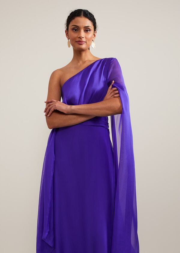 Phase Eight Darby Silk One Shoulder Maxi Dress