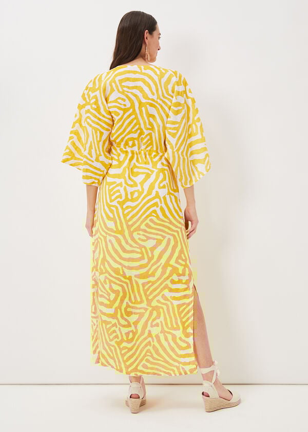 Phase Eight Dena Linen Zebra Print Maxi Dress