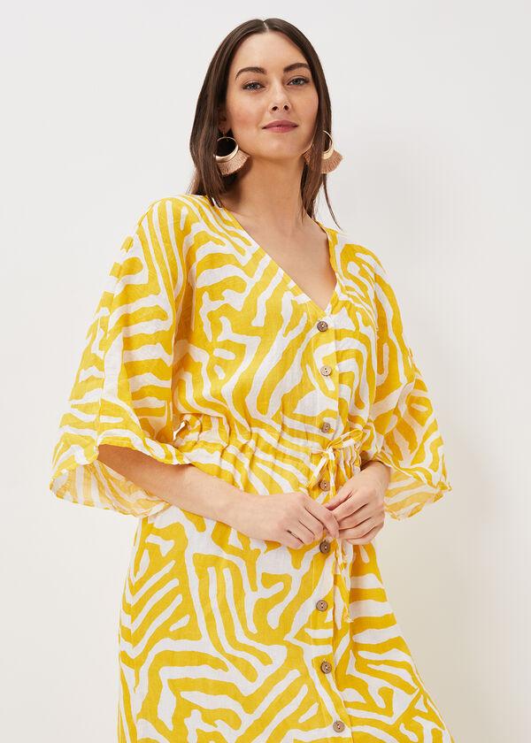 Phase Eight Dena Linen Zebra Print Maxi Dress