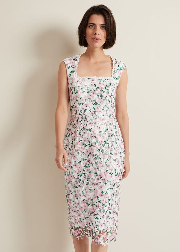 phase eight Diana Floral Lace Midi Dress