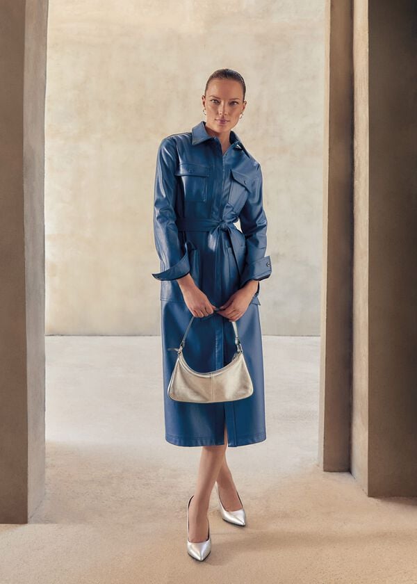 phase eight Dila Blue Faux Leather Midi Dress