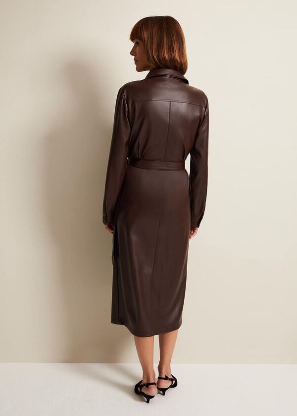 Phase Eight Dila Faux Leather Shirt Midi Dress