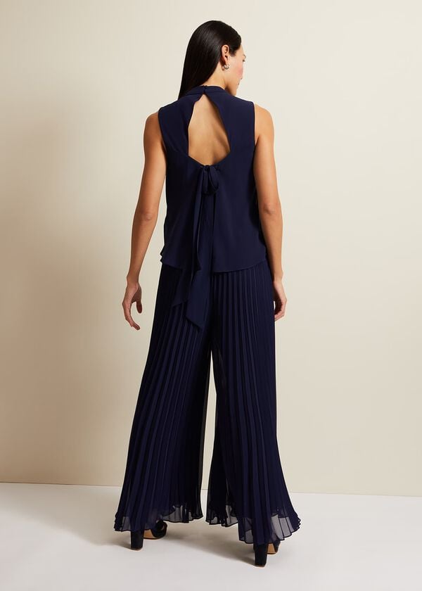 Phase Eight Eden Navy Pleated Jumpsuit