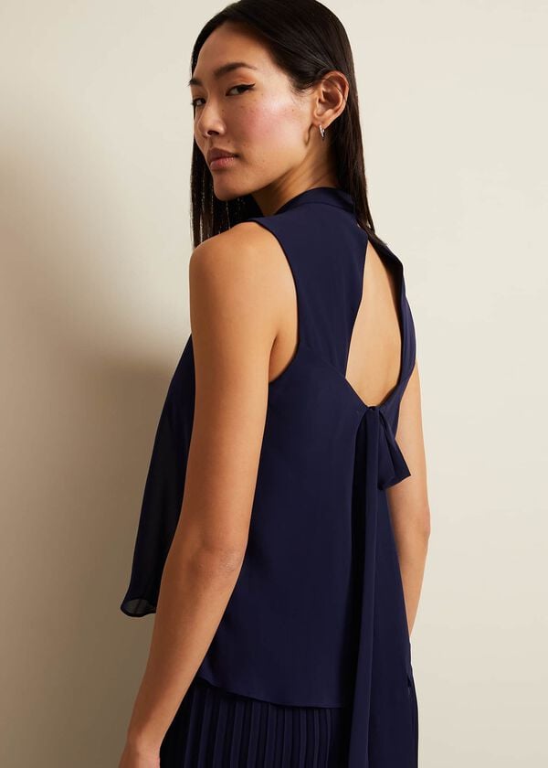 Phase Eight Eden Navy Pleated Jumpsuit
